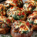 Baked Potatoes with Spinach, Cheese, and Mushrooms recipe