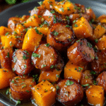 Sausage and Sweet Potatoes with Honey Garlic Sauce recipe