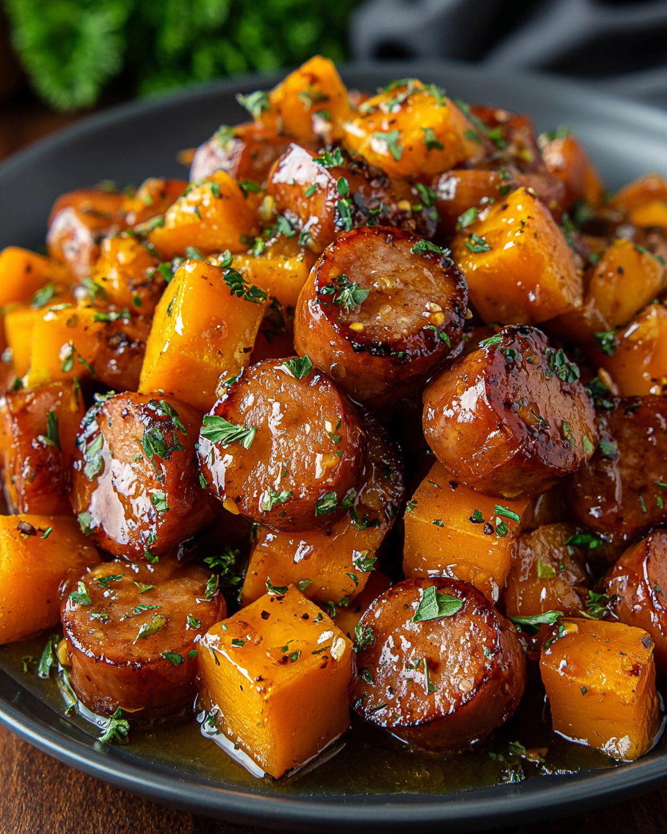 Best Sausage and Sweet Potatoes with Honey Garlic Sauce Recipe