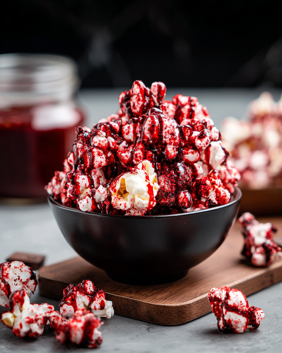 Bloody Red Velvet Popcorn – Spooky Halloween Snack