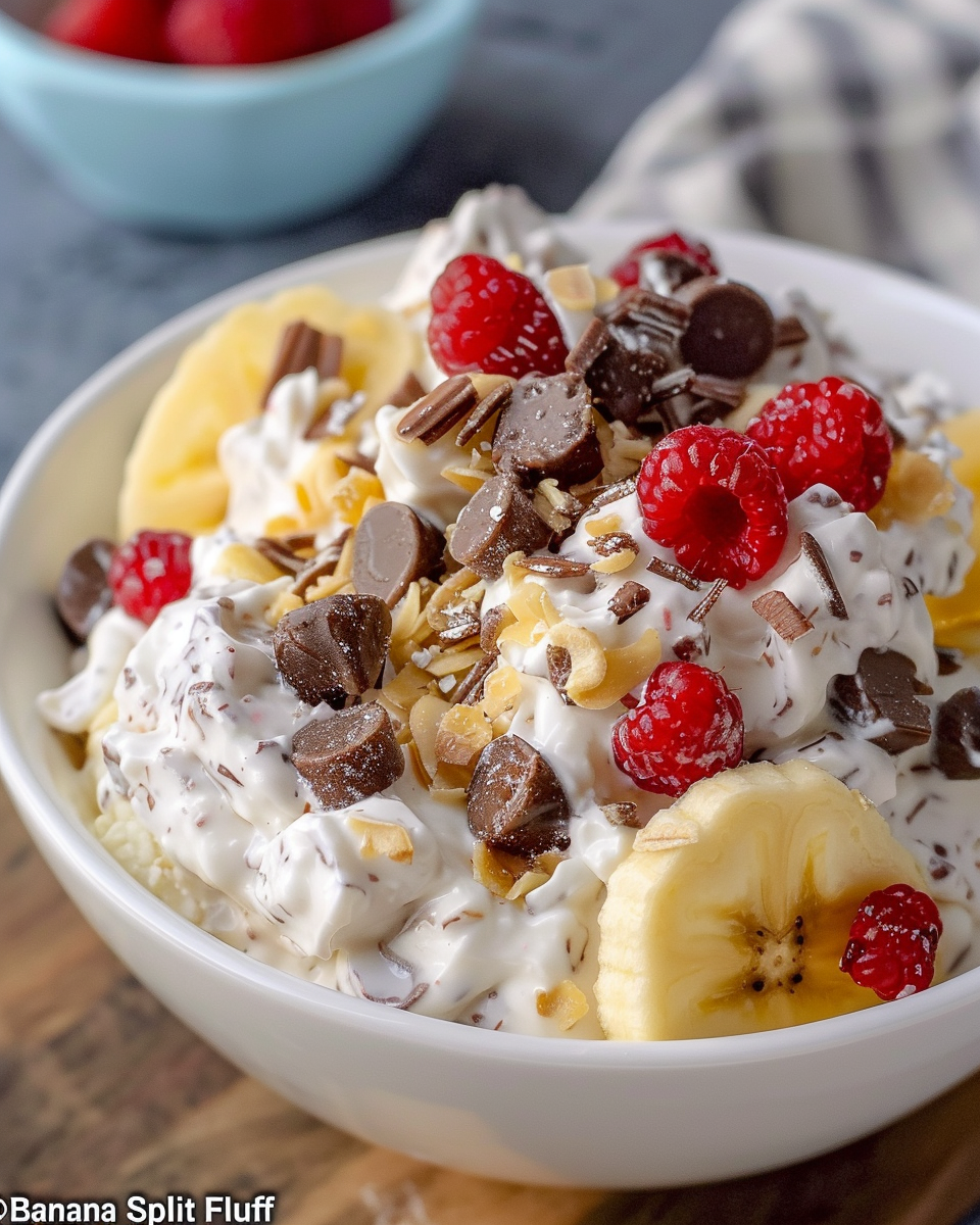 Deliciously Creamy Banana Split Fluff Dessert