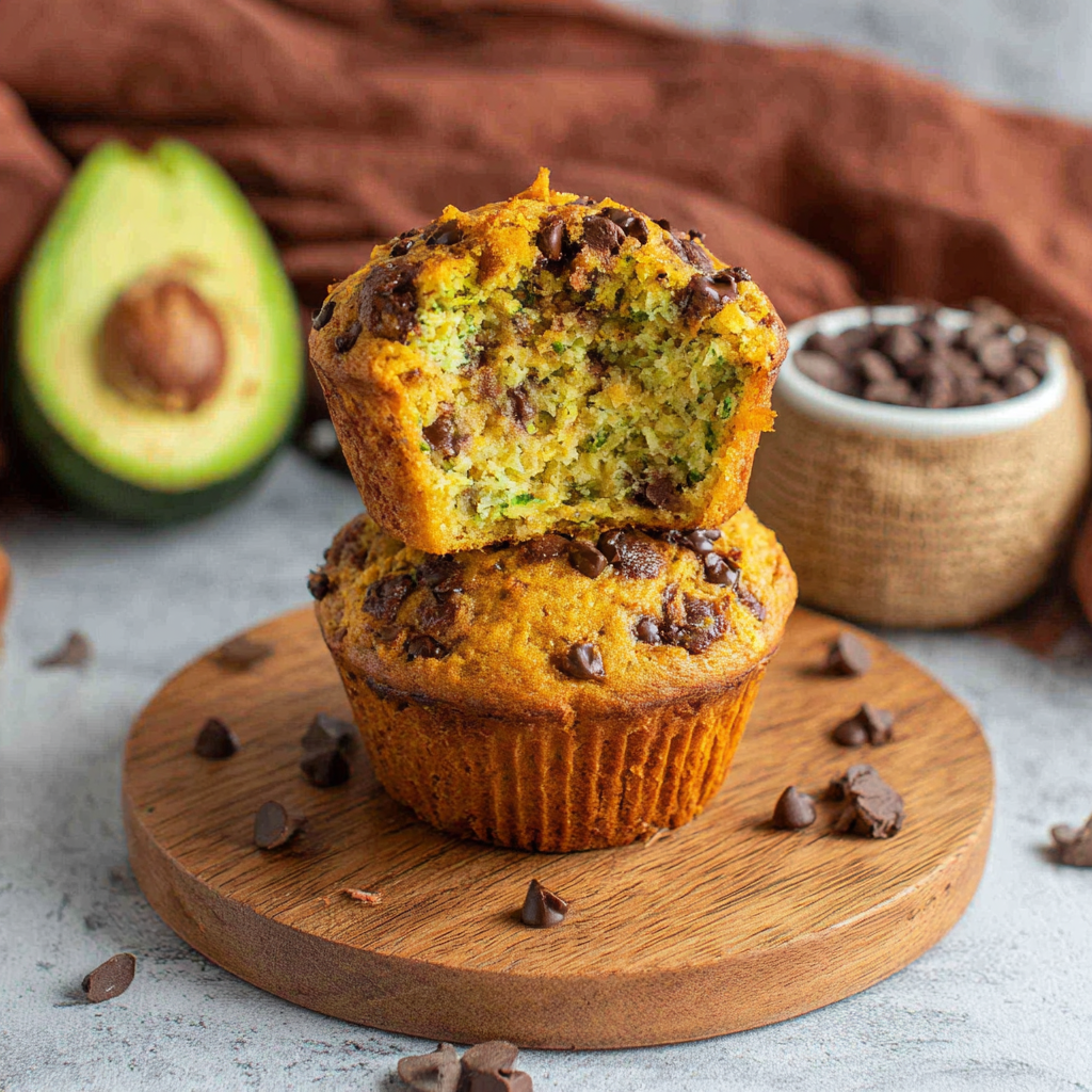 Deliciously Moist Chocolate Chip Avocado Muffins