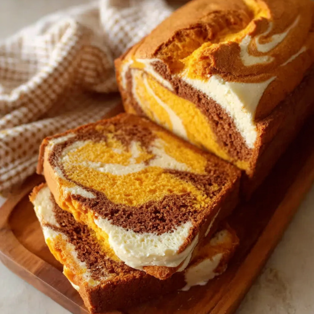 Deliciously Swirled Pumpkin Cream Cheese Bread