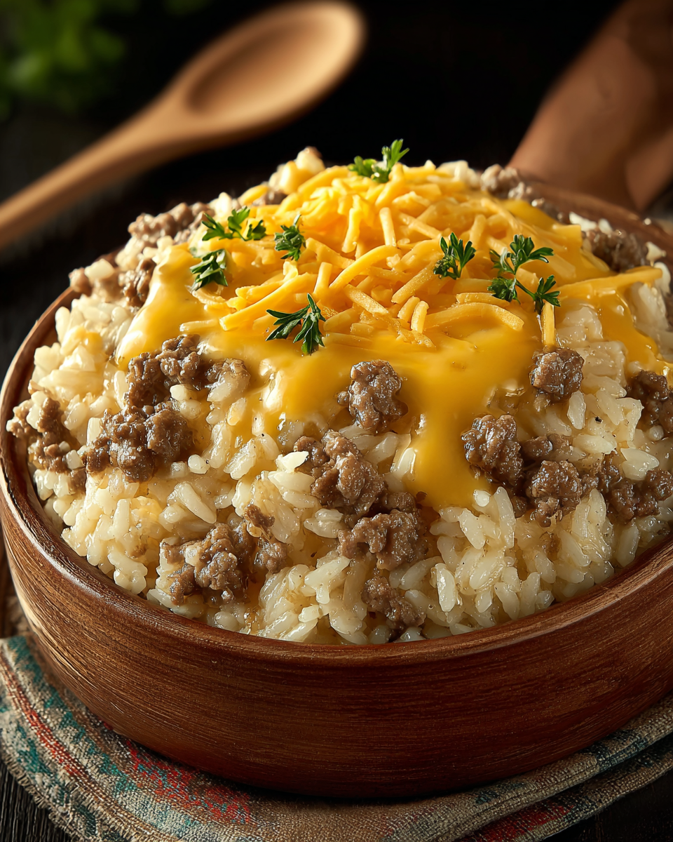 Cheesy Hamburger Rice Casserole recipe