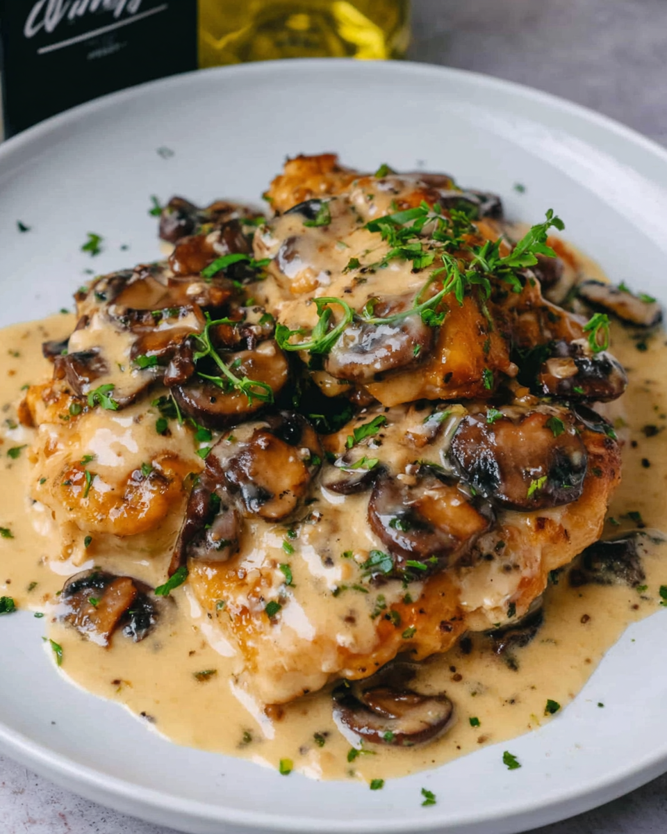 Creamy Garlic Mushroom Chicken Thighs Recipe