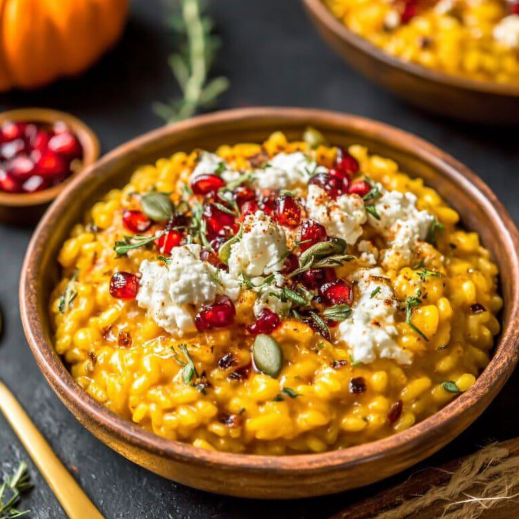 Cozy Baked Pumpkin Goat Cheese Risotto Recipe