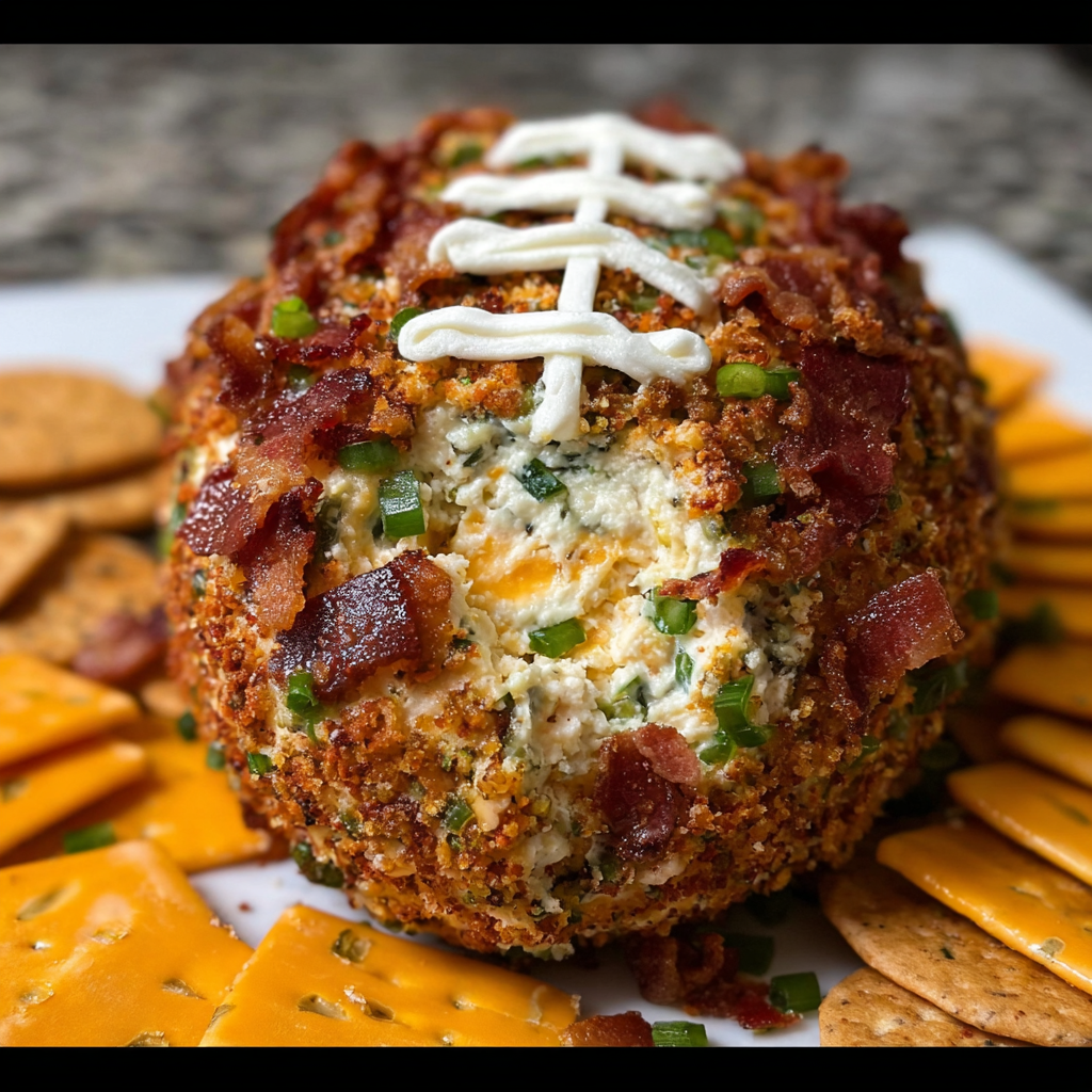 Crafting a Festive Jalapeño Popper Football Cheese Ball