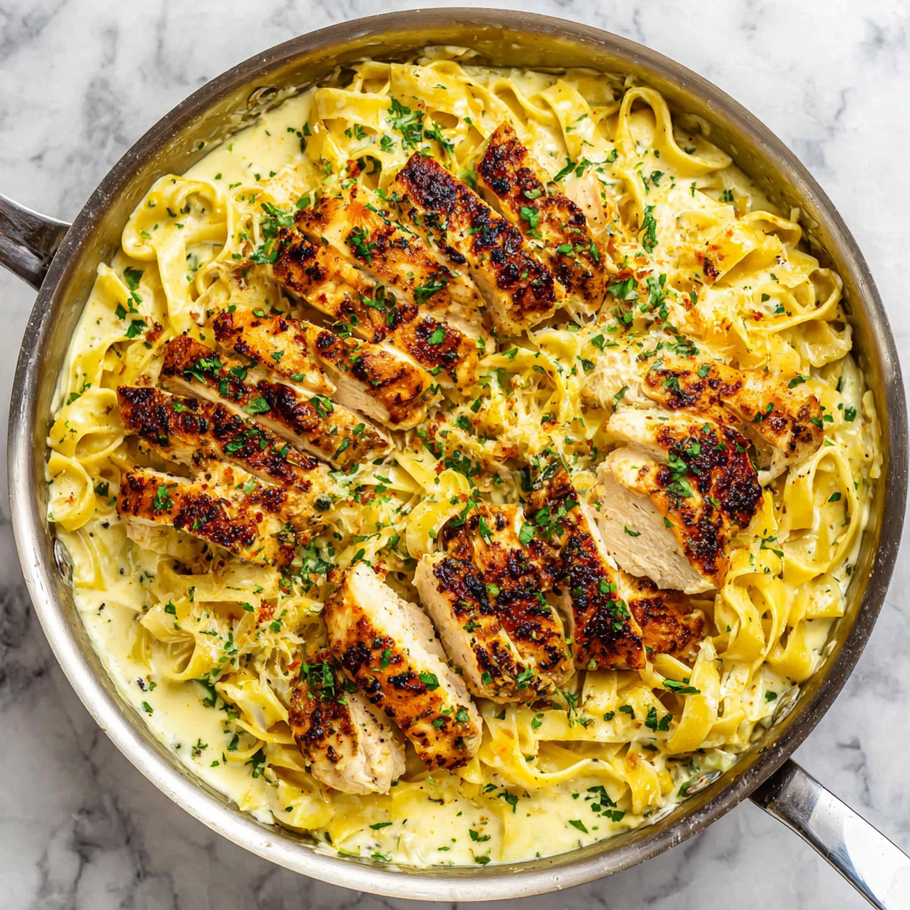 Creamy Chicken Alfredo Pasta with Garlic and Herbs