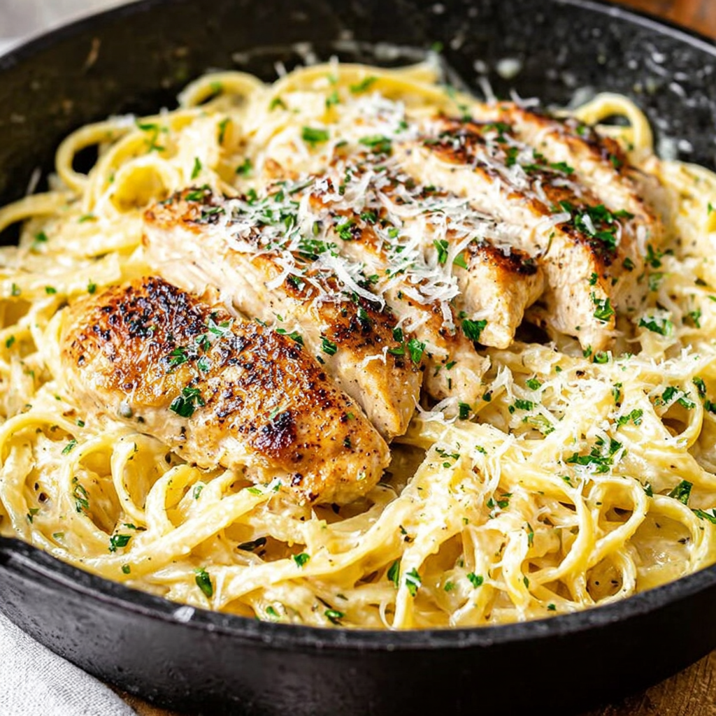 Creamy Garlic Parmesan Chicken Pasta Delight
