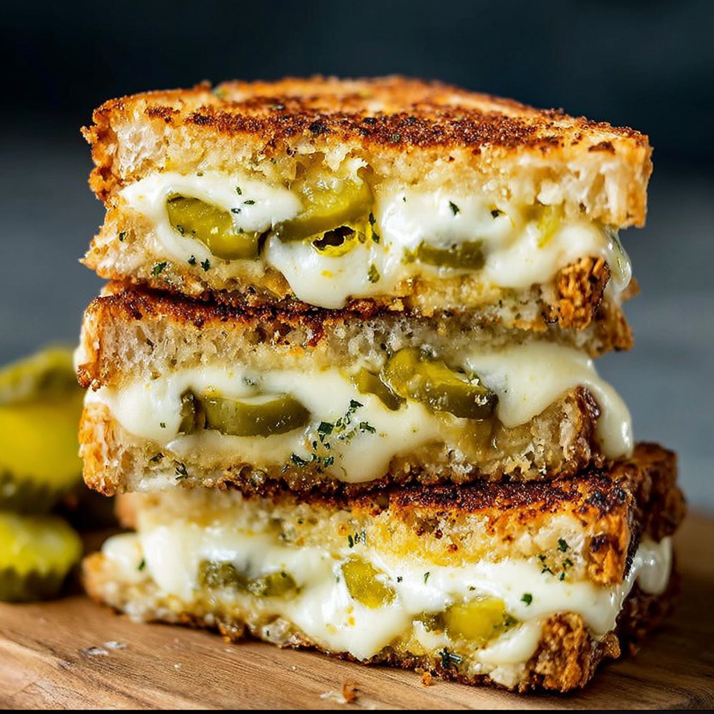 Crispy Dill Pickle Grilled Cheese Sandwich