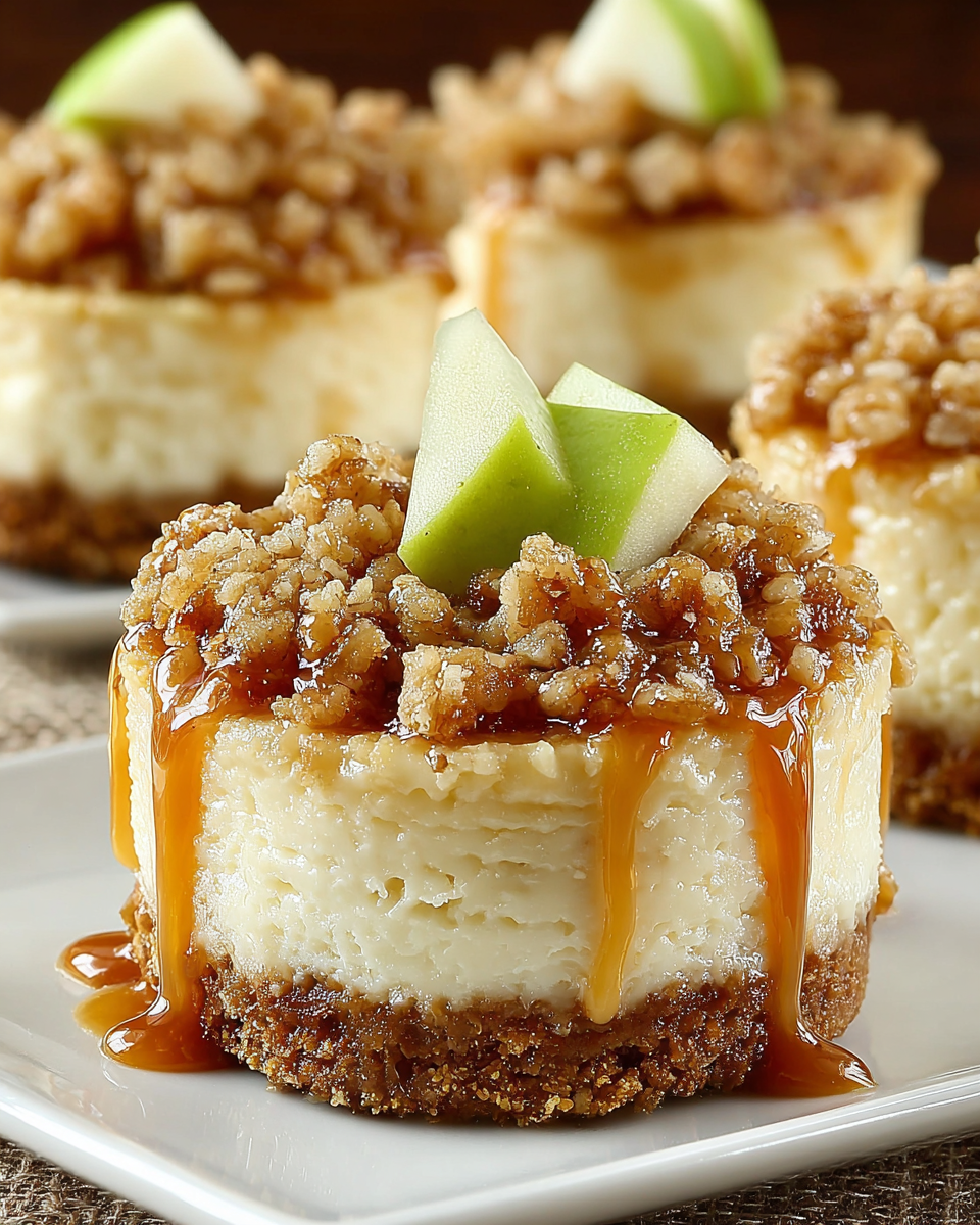 Decadent Caramel Apple Crisp Mini Cheesecakes