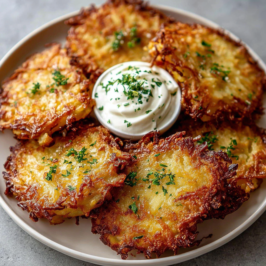 Deliciously Crispy Potato Latkes with Applesauce