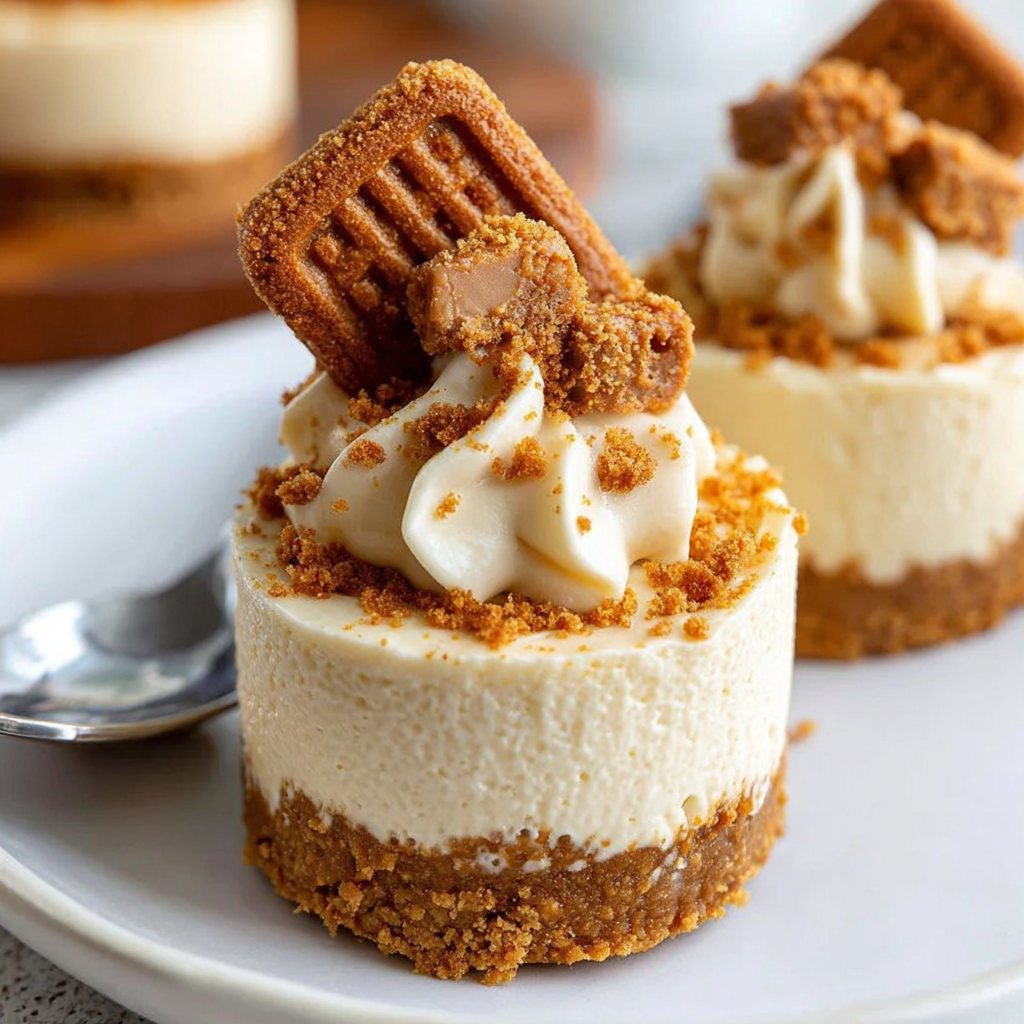 Delightful No Bake Mini Biscoff Cheesecakes