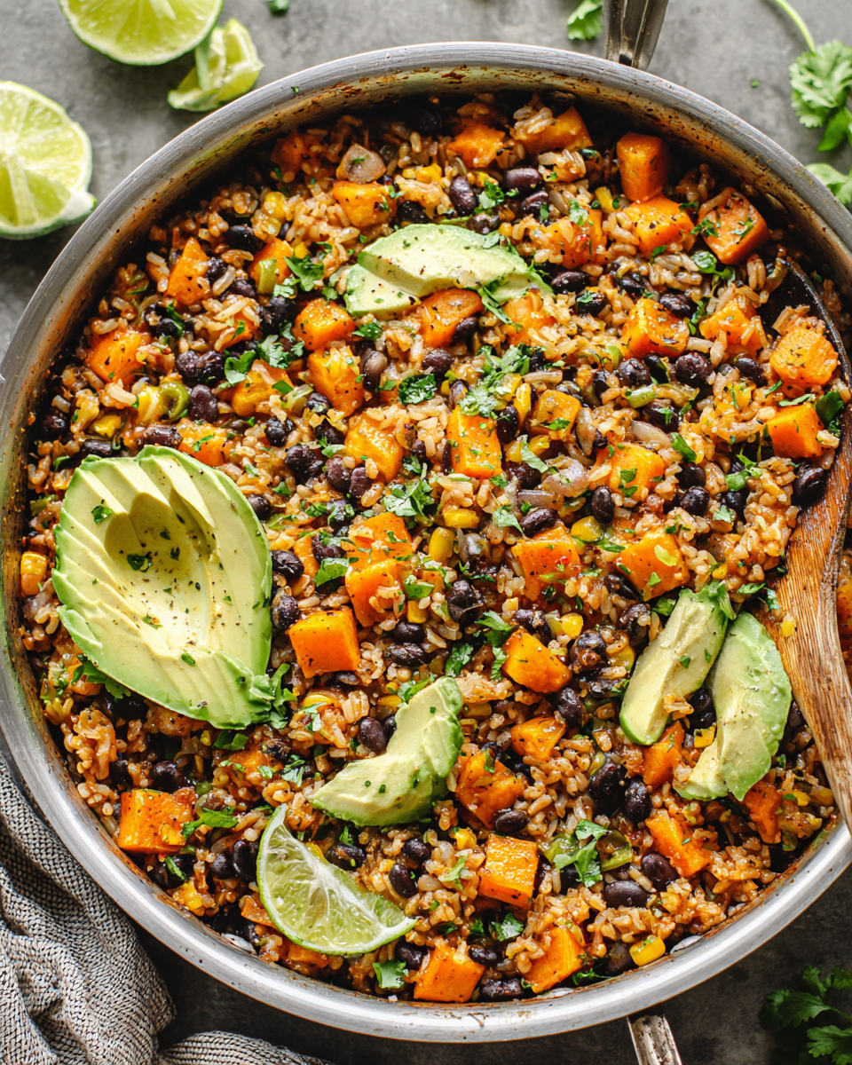 Flavorful Southwest Sweet Potato Black Bean Skillet