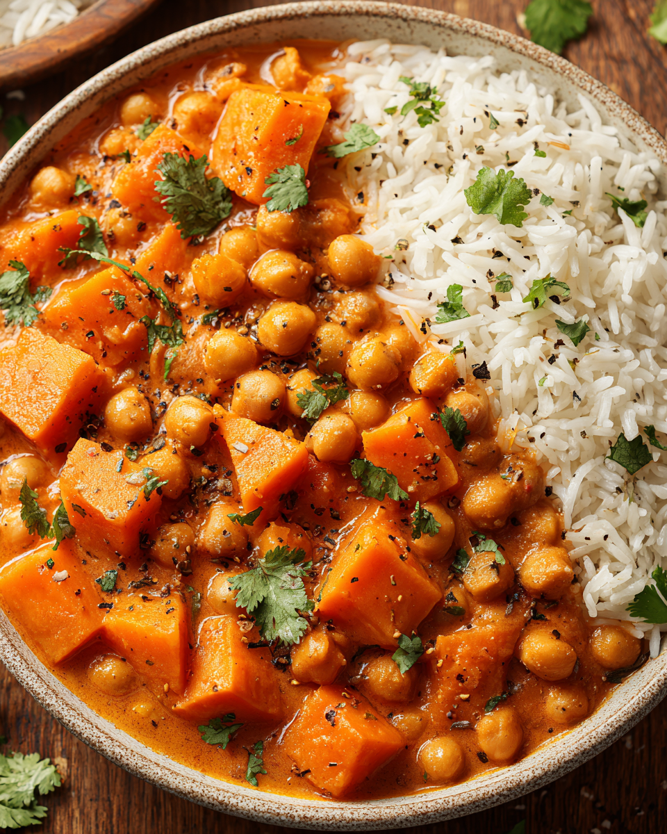 Hearty Sweet Potato and Chickpea Curry Delight