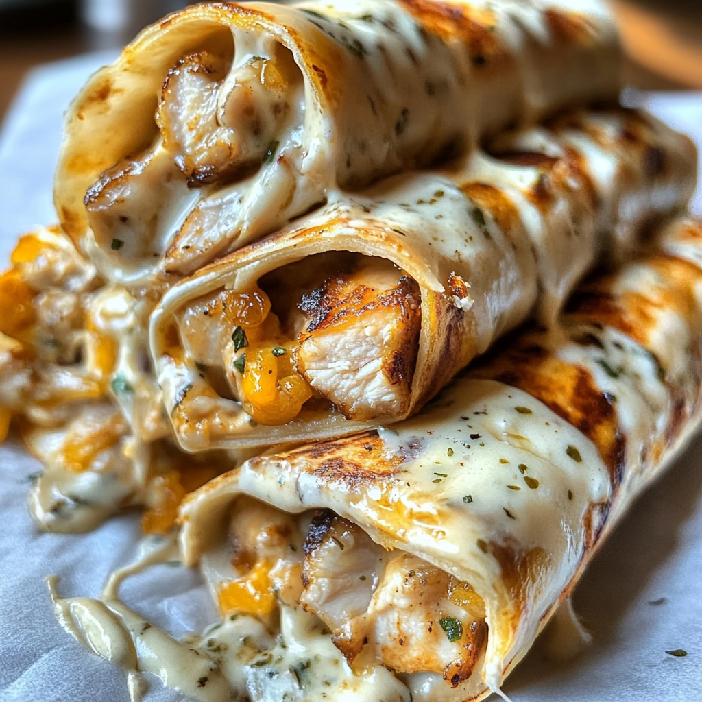 Mouthwatering Cheesy Garlic Chicken Wraps for Dinner