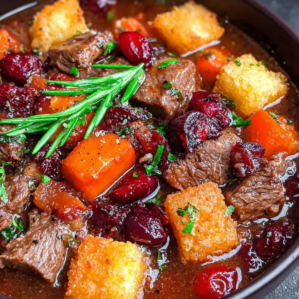 Cranberry Apple Infused Beef Stew for Cozy Nights