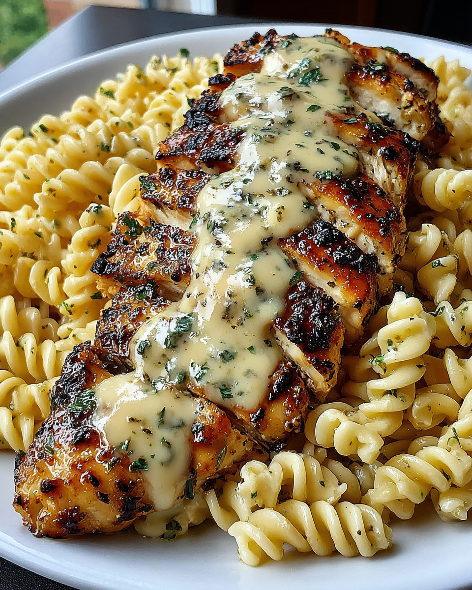 Creamy Garlic Parmesan Chicken with Twisted Pasta