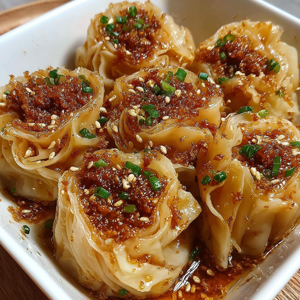 Delicious Crispy Dumplings with Garlic Sauce
