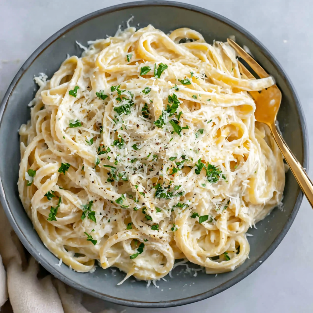 Creamy High Protein Cottage Cheese Alfredo Pasta