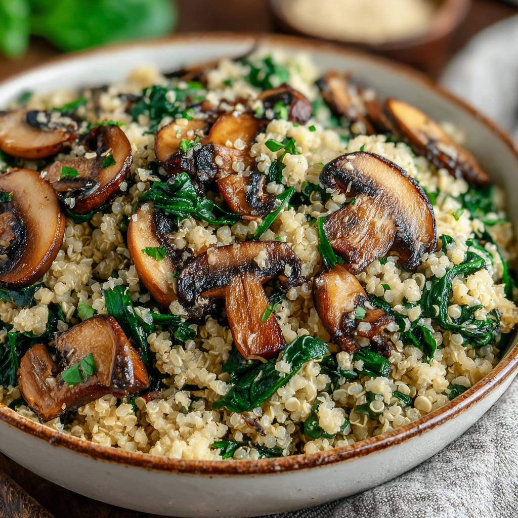 Healthy Low Carb Mushroom & Spinach Cauliflower Rice