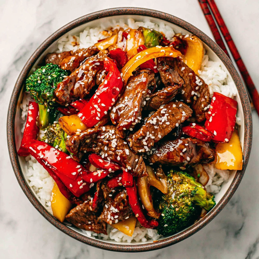 Savor the Richness of Beef Stir Fry in Sticky Asian Sauce