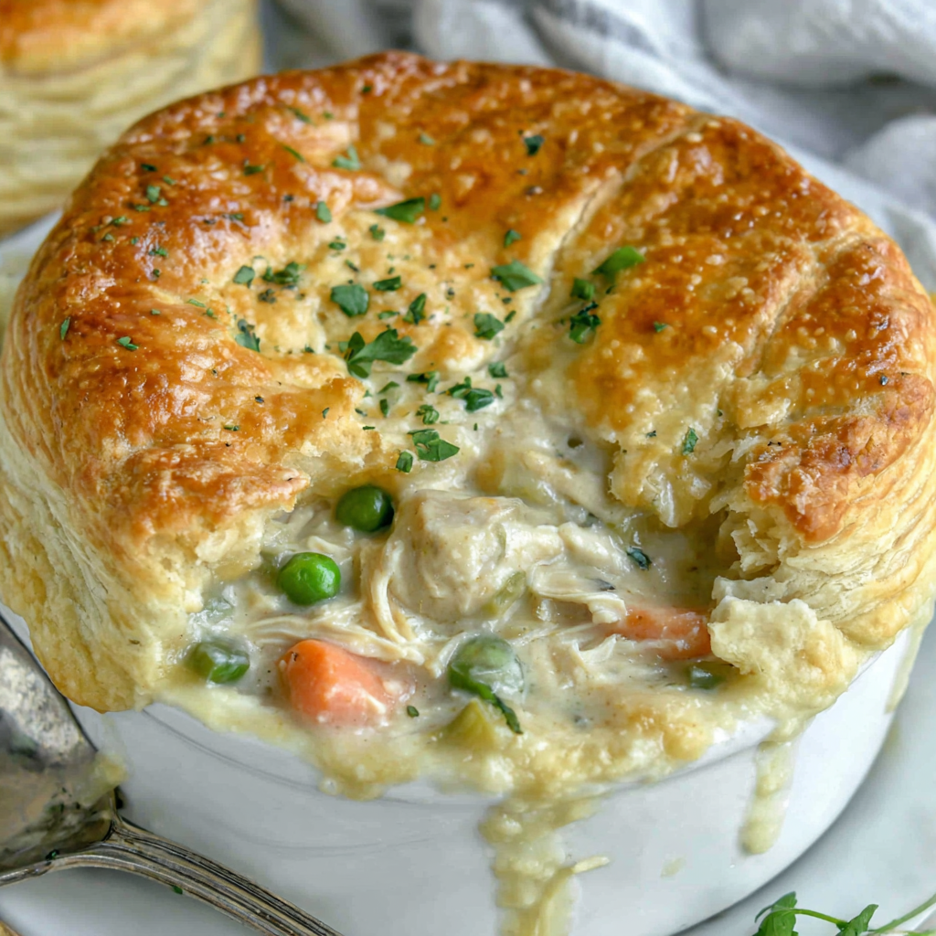 a serving of Chicken Pot Pie With Crescent Roll Crust Recipe