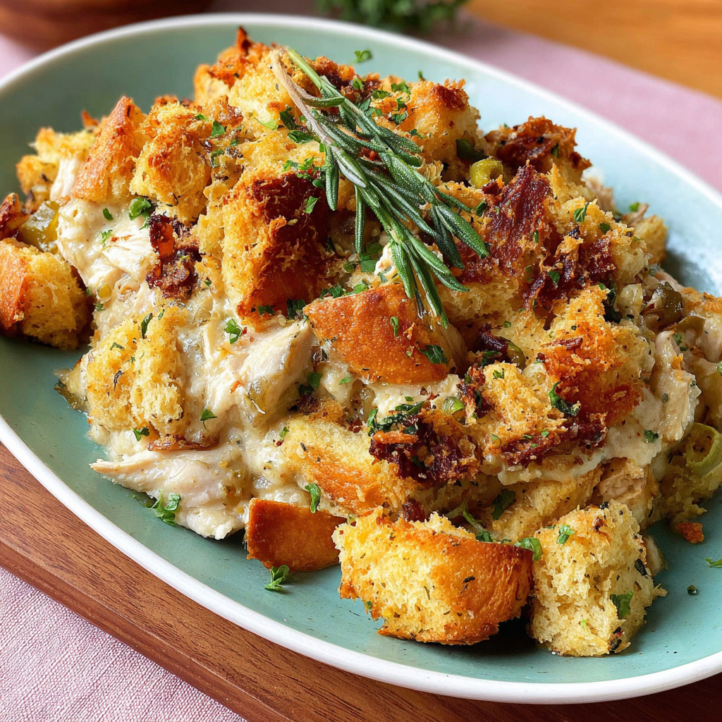 a serving of Chicken And Stuffing Bake