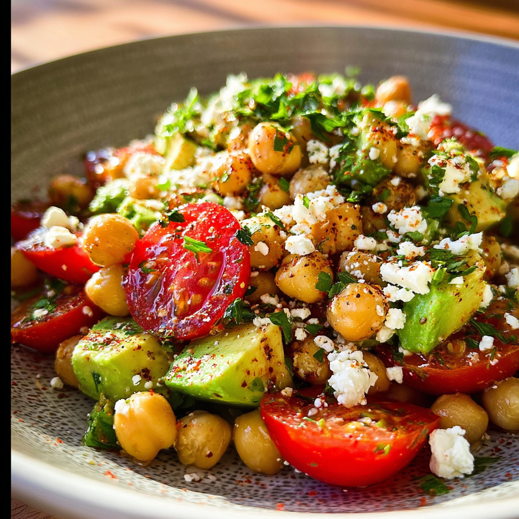 how to make Chickpea Feta Avocado Salad Recipe step by step