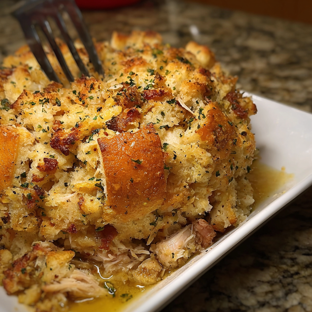 how to make Crockpot Chicken Stuffing Bake Recipe step by step