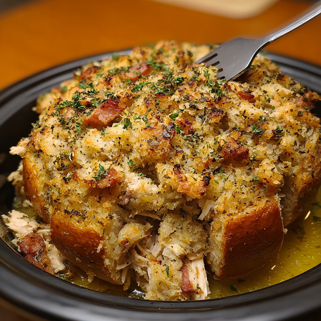 fresh ingredients for Crockpot Chicken Stuffing Bake Recipe
