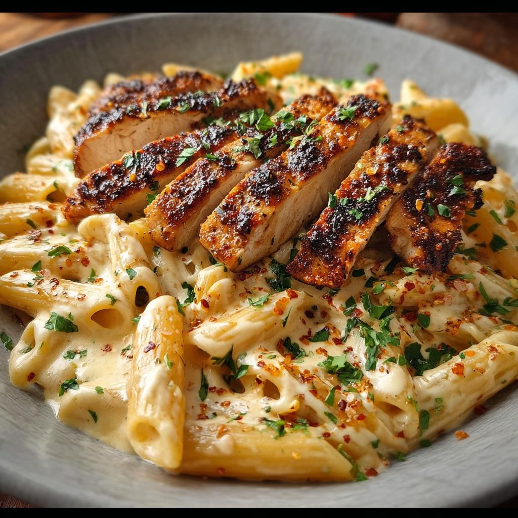 how to make Grilled Chicken Penne Pasta With Creamy Sauce step by step