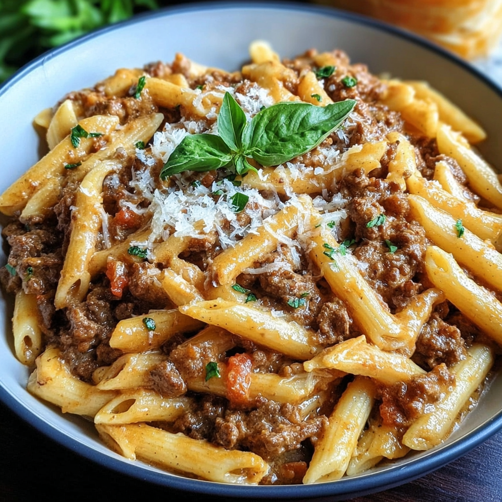 fresh ingredients for High Protein Creamy Beef Pasta Recipe