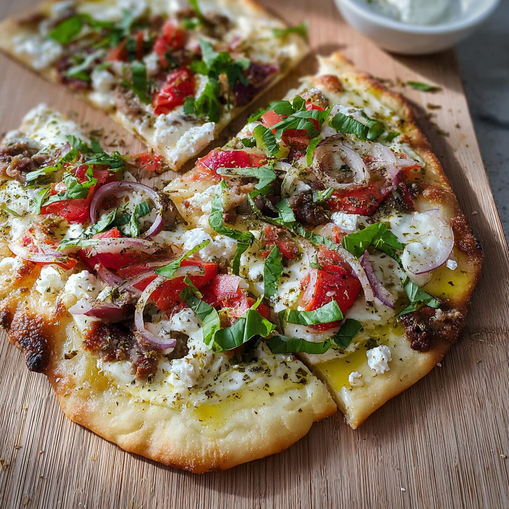 how to make Mediterranean Flatbread Pizza Recipe step by step