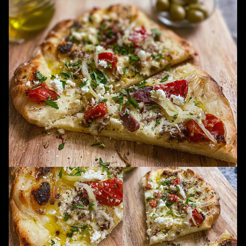 fresh ingredients for Mediterranean Flatbread Pizza Recipe