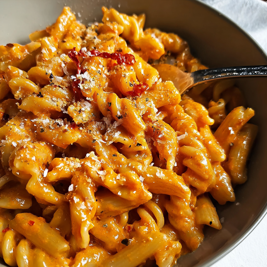 fresh ingredients for Roasted Red Pepper Pasta
