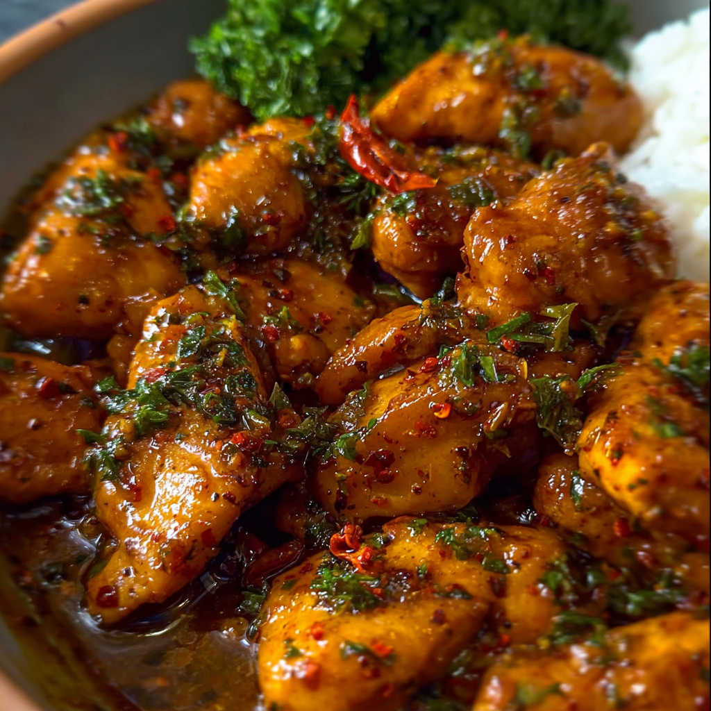 fresh ingredients for Spicy Butter Garlic Chicken