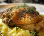 Lemon Herb Roasted Chicken Thighs with Creamy Polenta