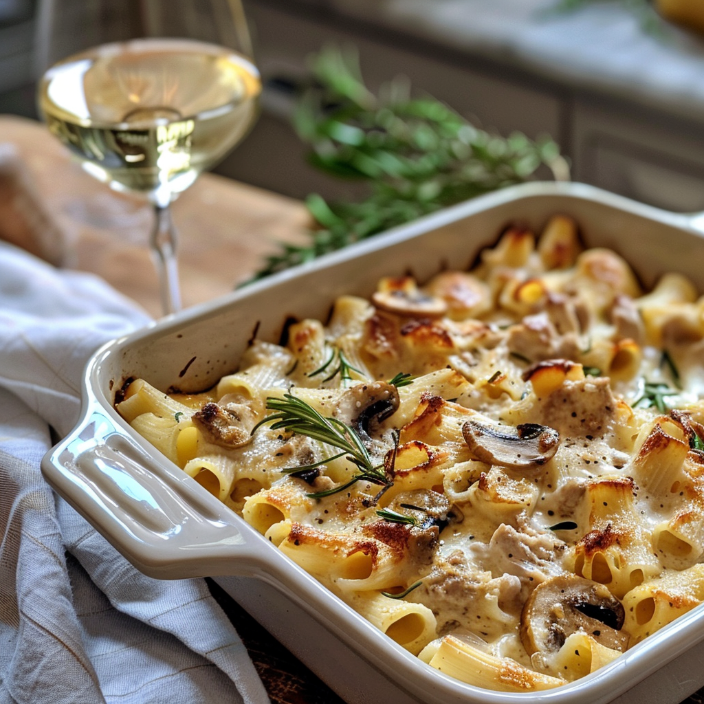 how to make Ultimate Creamy Chicken And Mushroom Pasta Bake With Crispy Breadcrumbs step by step