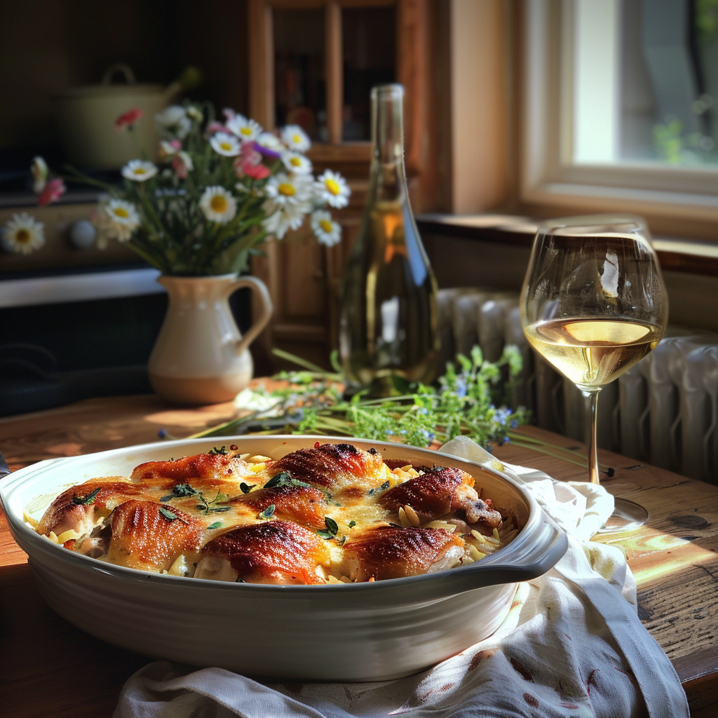 how to make Creamy Tuscan Chicken & Orzo Casserole With Spinach, Feta, And Sun-Dried Tomatoes step by step