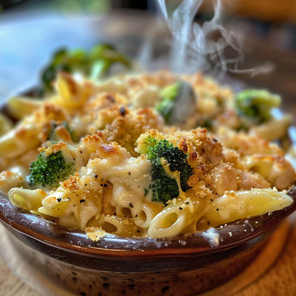 how to make Decadent Creamy Chicken & Broccoli Alfredo Pasta Bake With Crispy Panko Topping step by step