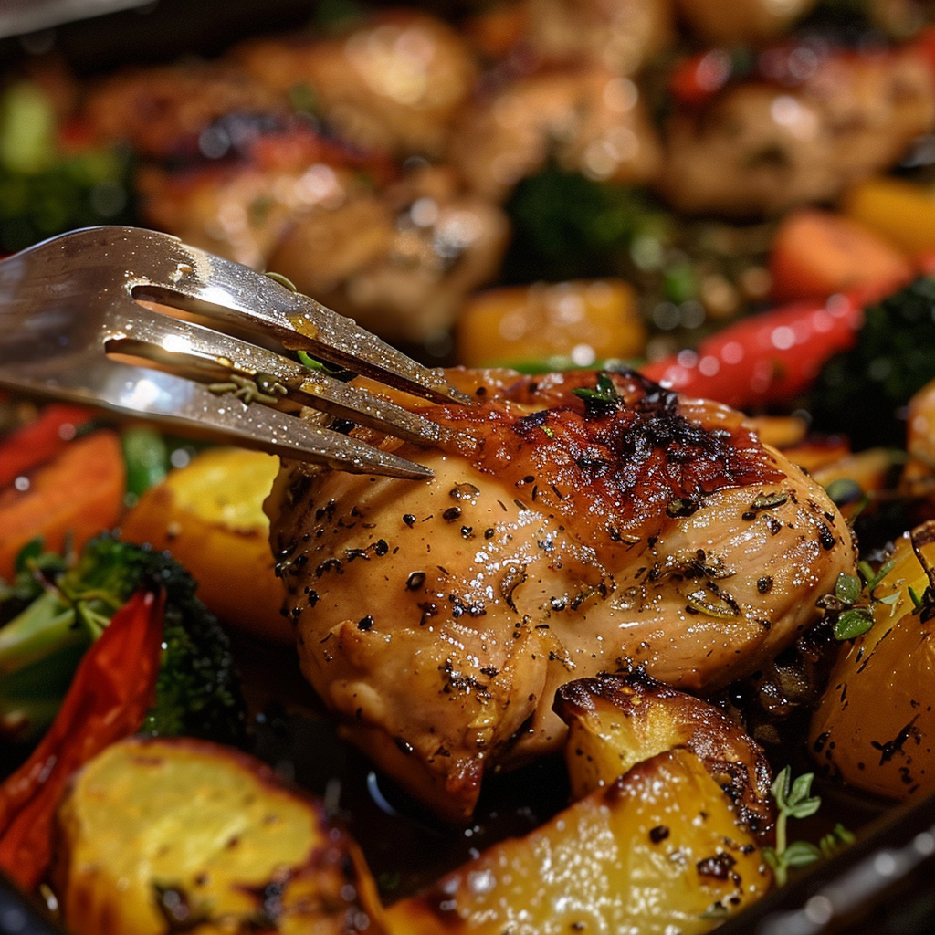 fresh ingredients for Sheet Pan Honey Mustard Chicken And Veggies For A Quick Family Dinner