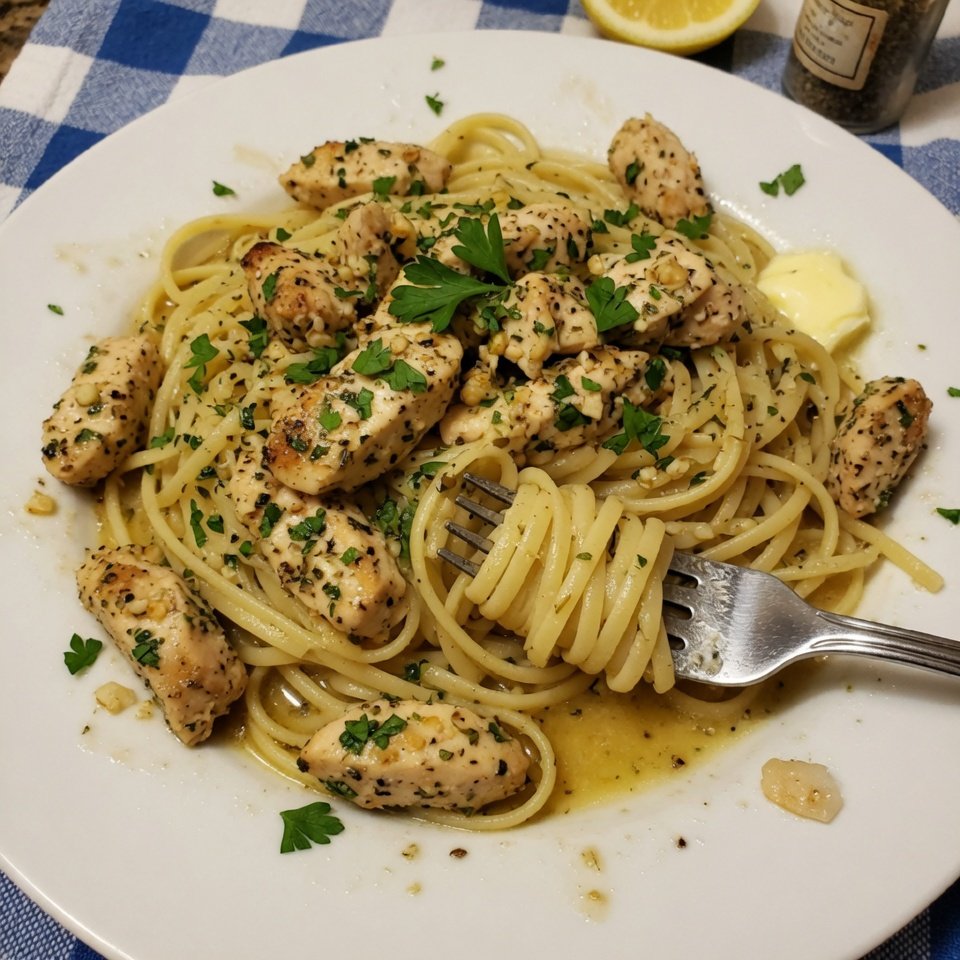 how to make Garlic Butter Chicken Linguine With Herbs step by step