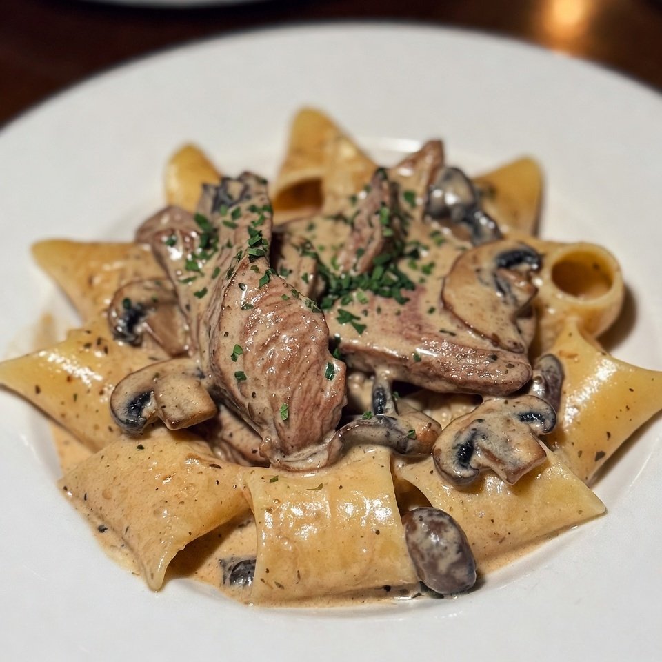 fresh ingredients for Garlic Butter Steak Pasta Creamy Recipe
