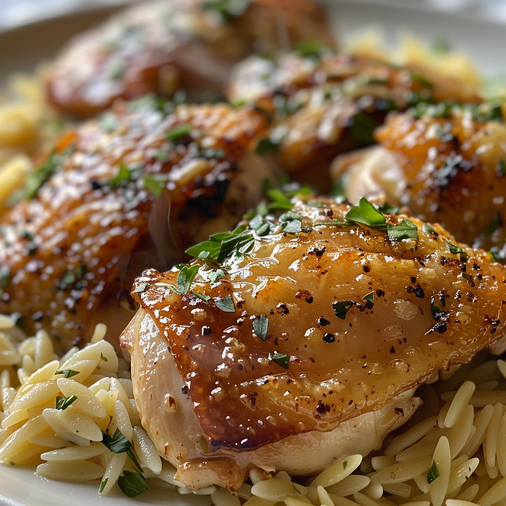 how to make Irresistible Garlic Parmesan Chicken Thighs With Creamy Orzo And Fresh Herbs step by step