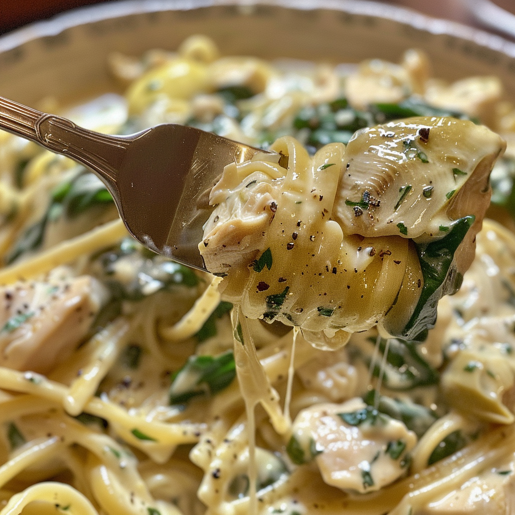 fresh ingredients for One-Pot Creamy Lemon Herb Chicken Pasta With Spinach And Artichokes
