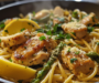 One-Pot Lemon Garlic Chicken Pasta with Asparagus & Parmesan