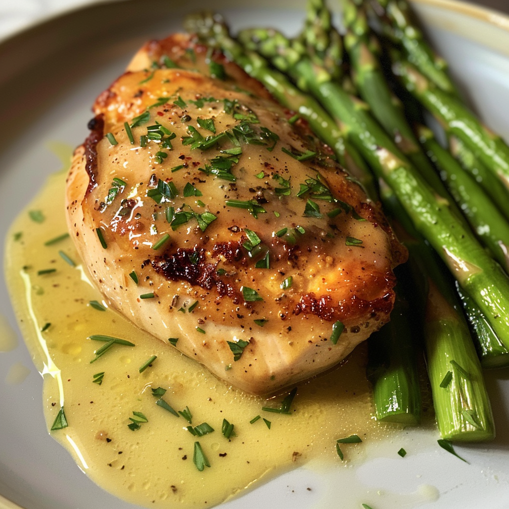 how to make Quick & Easy Creamy Lemon Herb Chicken & Asparagus Skillet For Weeknights step by step
