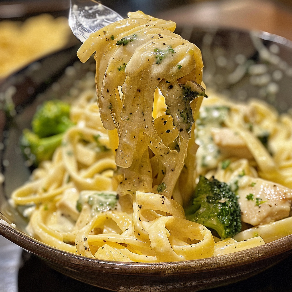 fresh ingredients for Speedy Creamy Garlic Parmesan Chicken & Broccoli Fettuccine Alfredo
