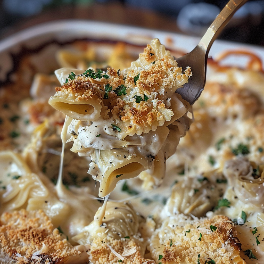 how to make Speedy Creamy Lemon Dill Chicken And Artichoke Pasta Bake With Toasted Panko step by step